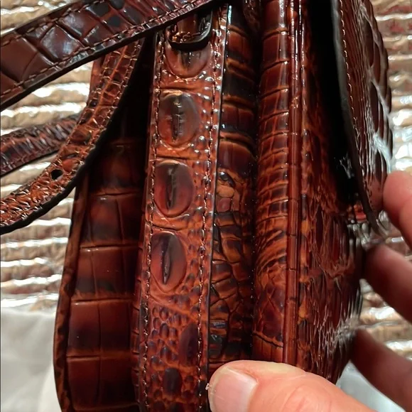 Brahmin Rich Brown Embossed Crossbody Bag - Picture 4 of 9